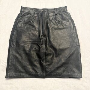 HARLEY DAVIDSON Genuine Leather Black Skirt Size Small Y2K Biker Motorcycle